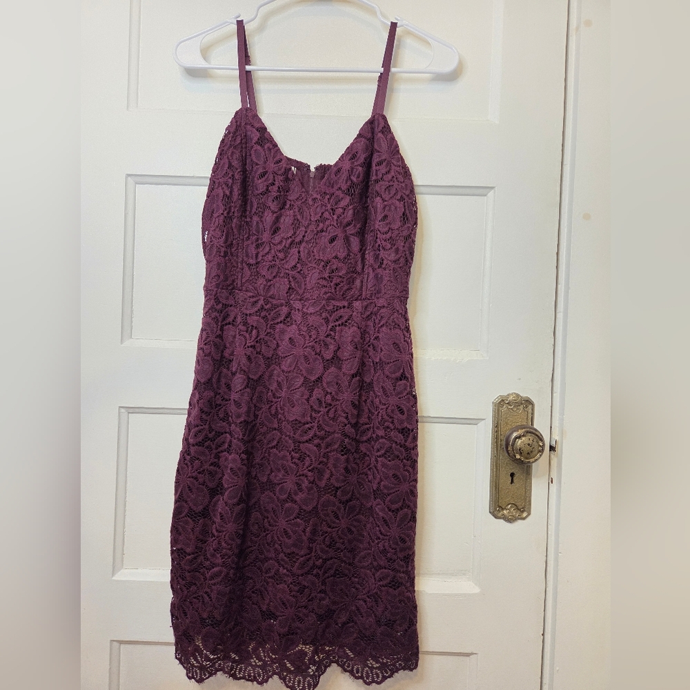 Almost Famous Plum Lace Mini Dress